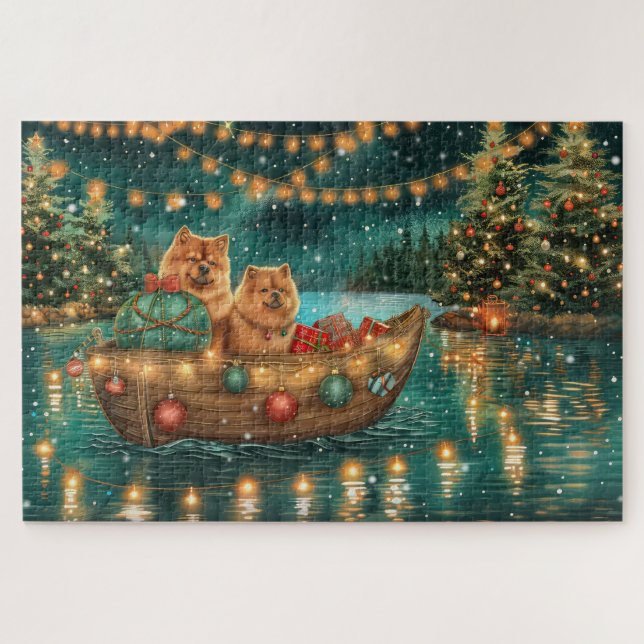 Chow Chow Weihnachten Feierliche Reise Puzzle (Horizontal)