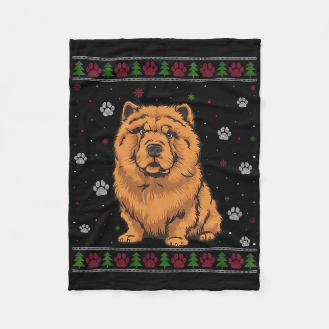 Chow Chow Weihnachten Sweater Xmas Haustier Hund L Fleecedecke (Vorderseite)