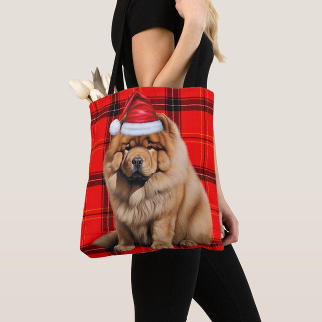 Chow Chow Weihnachts-Hund Rot Kariert Saisonbeding (Von Nahem)