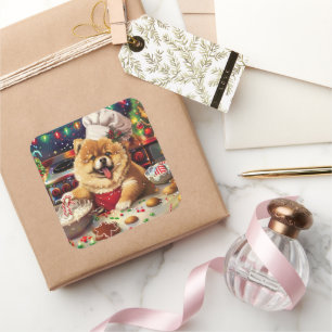 Chow Chow Weihnachtsbäckerei: Festliches Weihnacht Quadratischer Aufkleber