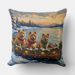 Chow Chow Weihnachtsboot-Feiertag Kissen
