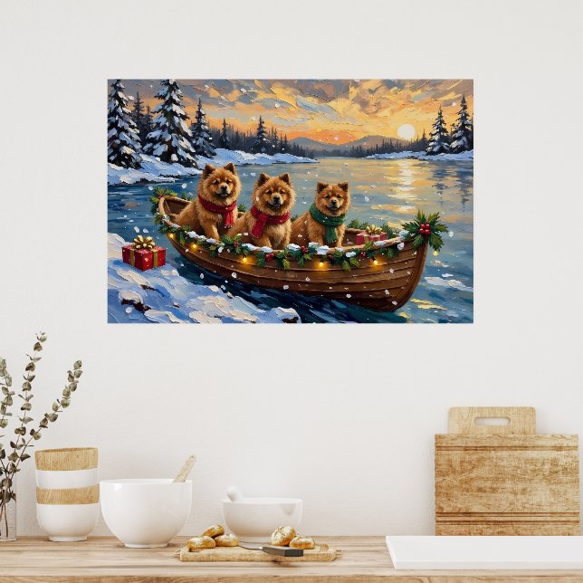 Chow Chow Weihnachtsboot-Feiertag Poster (Küche)