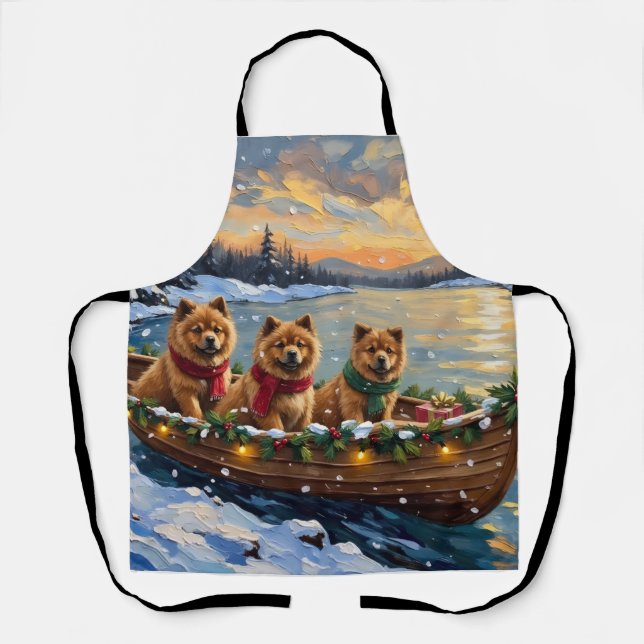 Chow Chow Weihnachtsboot-Feiertag Schürze (Vorderseite)