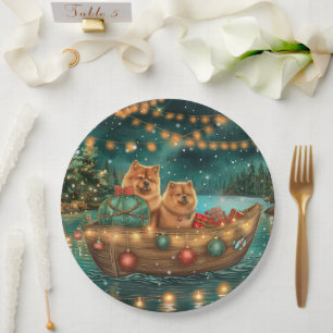 Chow Chow Weihnachtsfestliche Reise Pappteller