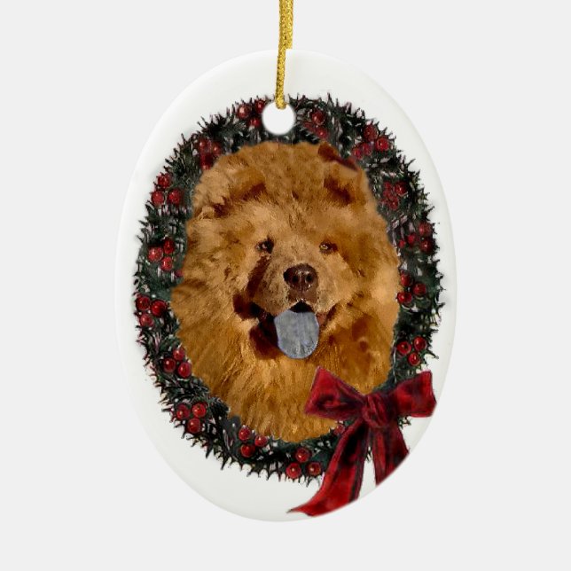Chow Chow Weihnachtsgeschenke Keramikornament (Vorne)