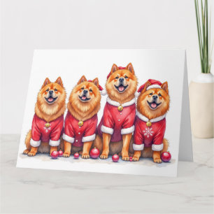 Chow Chow Weihnachtskleid Santa Hut Karte