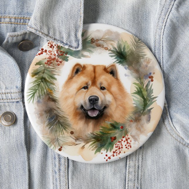 Chow Chow Weihnachtsmann Weihnachtsfest-Jungtier Button (Beispiel)