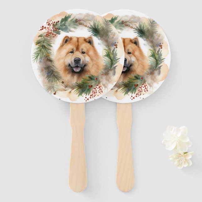 Chow Chow Weihnachtsmann Weihnachtsfest-Jungtier Fächer (Vorne und Hinten)