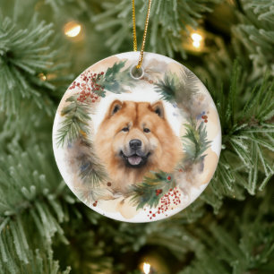Chow Chow Weihnachtsmann Weihnachtsfest-Jungtier Keramik Ornament