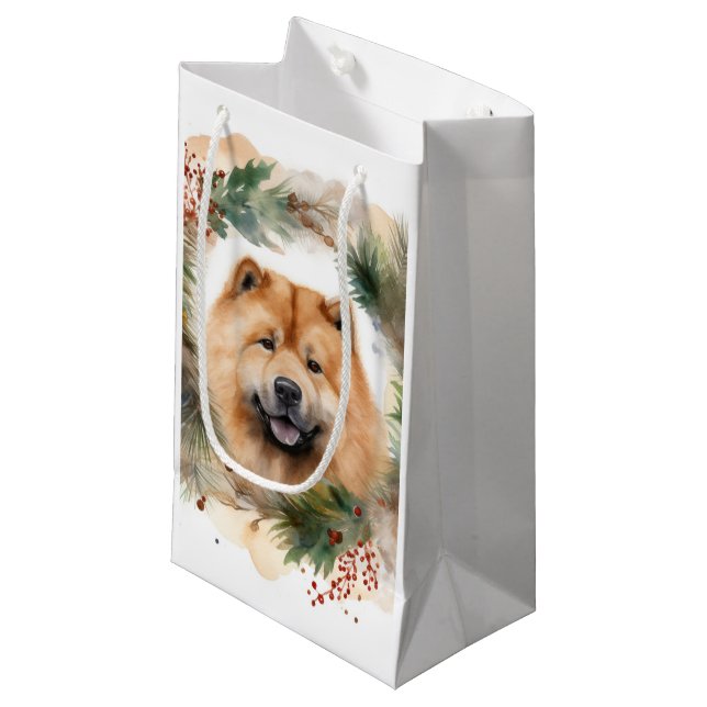 Chow Chow Weihnachtsmann Weihnachtsfest-Jungtier Kleine Geschenktüte (Vorderseite Schrägansicht)