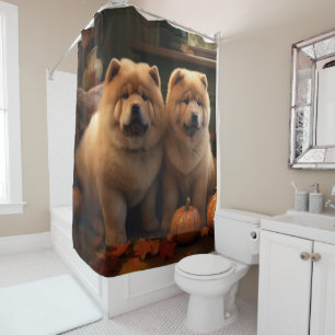 Chow Chow Welpe Herbst Delight Pumpen Duschvorhang