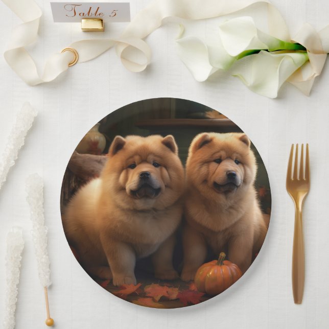 Chow Chow Welpe Herbst Delight Pumpen Pappteller (Hochzeit)