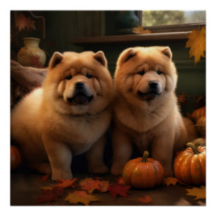 Chow Chow Welpe Herbst Delight Pumpen Poster