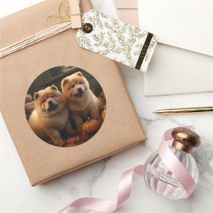 Chow Chow Welpe Herbst Delight Pumpen Runder Aufkleber