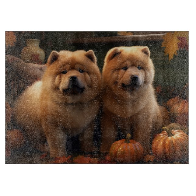 Chow Chow Welpe Herbst Delight Pumpen Schneidebrett (Vorderseite)