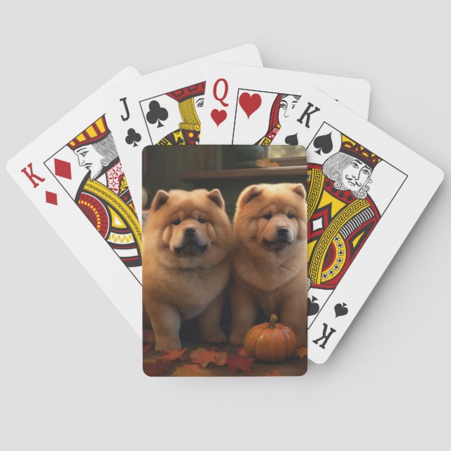 Chow Chow Welpe Herbst Delight Pumpen Spielkarten (Rückseite)