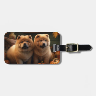 Chow-Chow-Welpe Herbstfreude Kürbis Gepäckanhänger