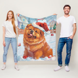 Chow Chow Winter Wonderland Weihnachtsfreude Fleecedecke