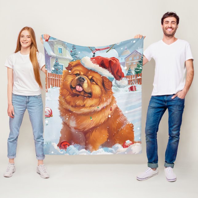 Chow Chow Winter Wonderland Weihnachtsfreude Fleecedecke (Beispiel)