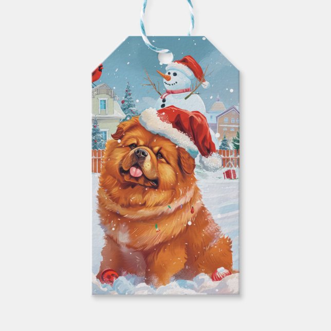 Chow Chow Winter Wonderland Weihnachtsfreude Geschenkanhänger (Vorderseite)
