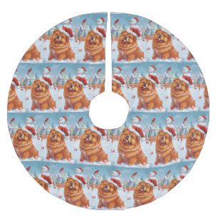 Chow Chow Winter Wonderland Weihnachtsfreude Polyester Weihnachtsbaumdecke