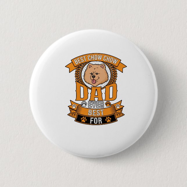 Chow Dad Hund Immer Kranz Pfotenabdrücke Button (Vorderseite)