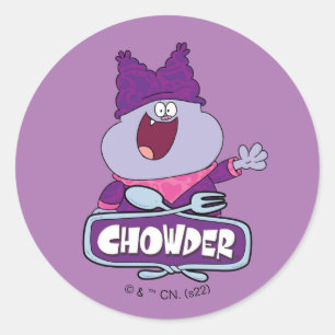 Chowder Waving Runder Aufkleber