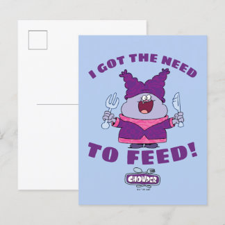 Chowy mit Gabel und Messer Postkarte