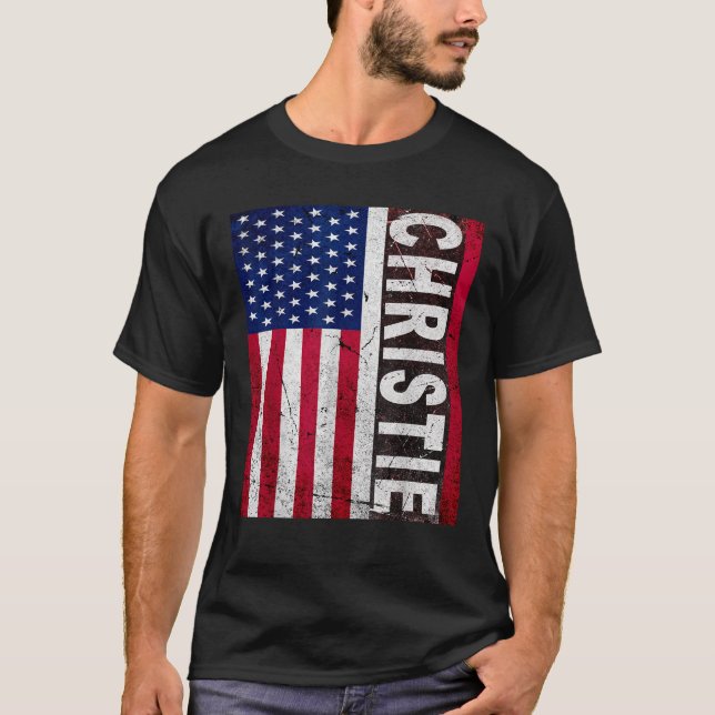 Chris Christie 2024 President American Flag Campai T-Shirt (Vorderseite)
