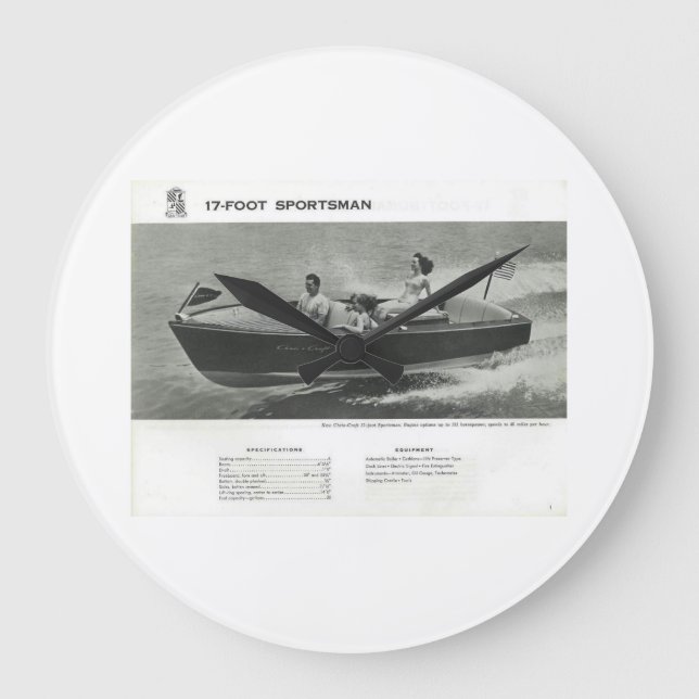 Chris Craft Sportsman Wall Clock Große Wanduhr (Vorderseite)