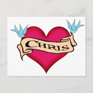 Chris - Custom Heart Tattoo T - Shirt & Geschenke Postkarte