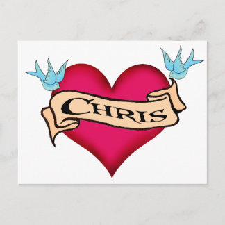 Chris - Custom Heart Tattoo T - Shirt & Geschenke Postkarte