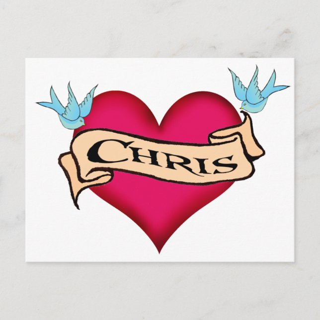 Chris - Custom Heart Tattoo T - Shirt & Geschenke Postkarte (Vorderseite)