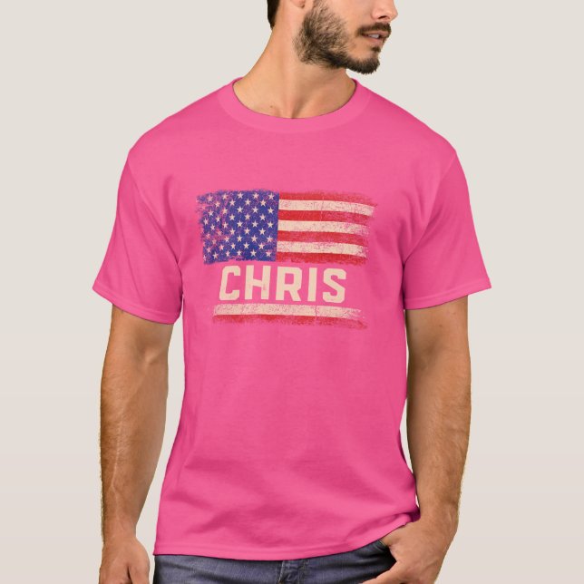 Chris First Name Shirt Chris Name American Flag (Vorderseite)