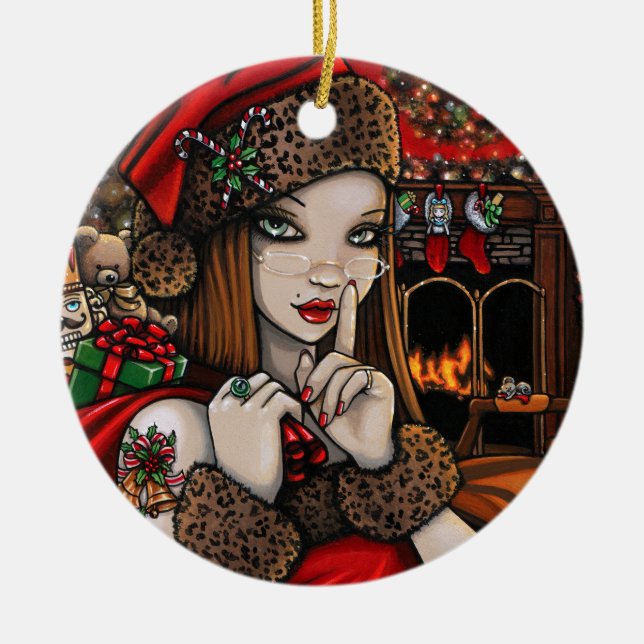 Chris Happy Holidays Traditionelle Weihnachten Keramik Ornament (Vorne)