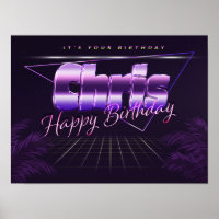 Chris Name Vorname lila retro Poster Geburtstag