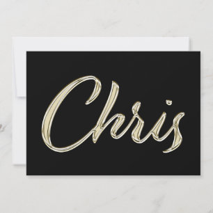Chris Name white gold Handwriting Karte