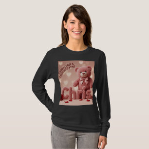Chris Teddy Bear Liebes-Langarm-T-Shirt T-Shirt