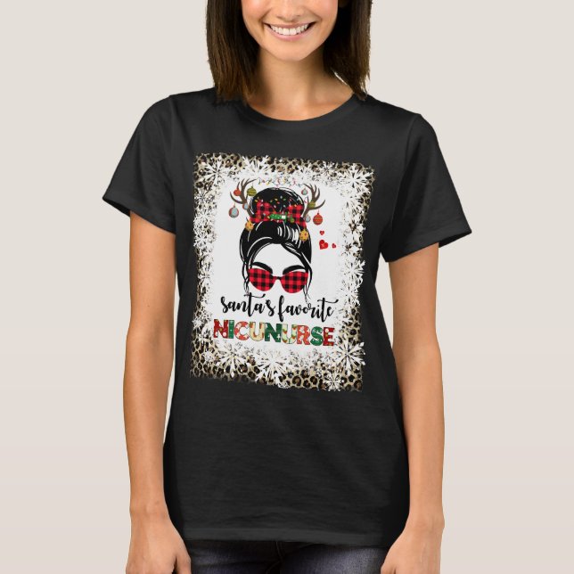 Chrismas Santa Favorite Nicu Nurse Leopard Print T-Shirt (Vorderseite)