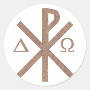 Chrisme Alpha Omega Aspekt terre. Runder Aufkleber