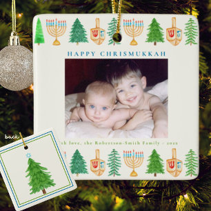 Chrismukkah Foto Personalisierter Urlaub mit dem J Keramikornament