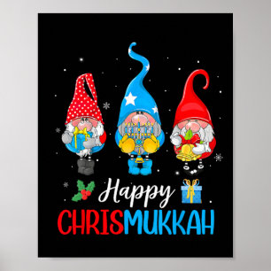 Chrismukkah Gnomes Frohe Weihnachten und glücklich Poster