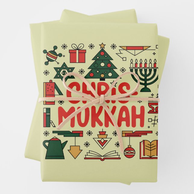 Chrismukkah Hanukkah Weihnachten Jüdisches Religiö Geschenkpapier Set (Beispiel)