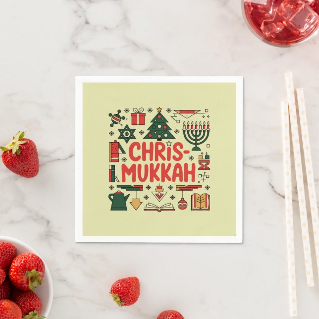 Chrismukkah Hanukkah Weihnachten Jüdisches Religiö Serviette (Beispiel)