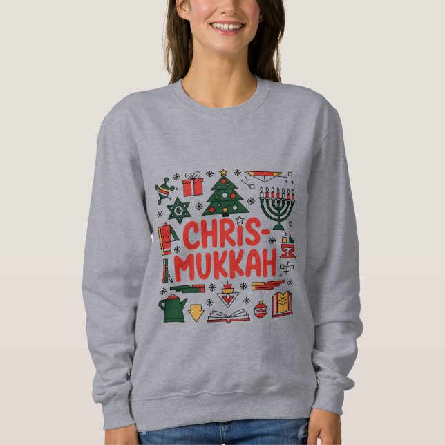Chrismukkah Hanukkah Weihnachten Jüdisches Religiö Sweatshirt (Vorderseite)