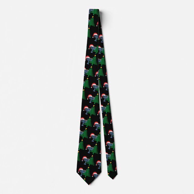Chrismukkah Krawatte Muster Print Black Neck Tie (Vorderseite)