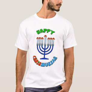 Chrismukkah Weihnachtsmannmütze Menorah T - Shirt