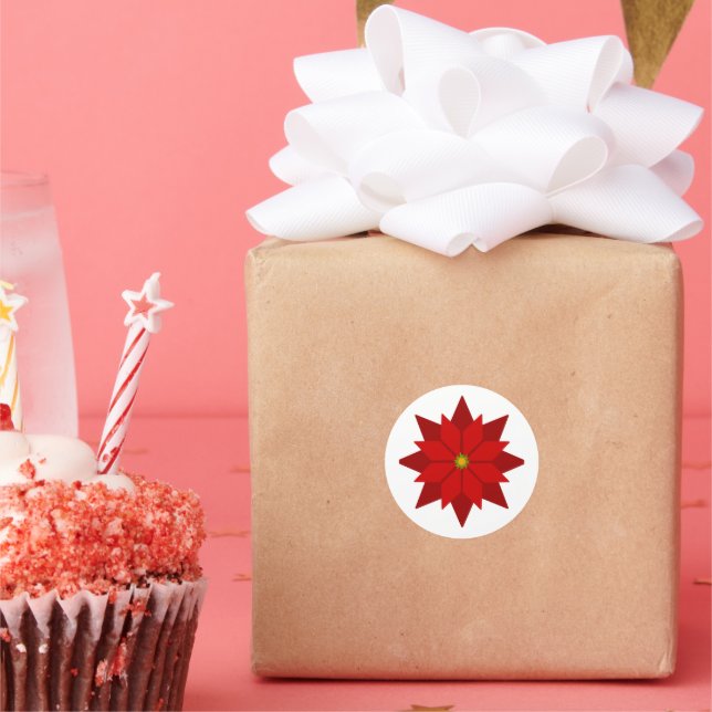 Chrissie Hattingdon Poinsettia Runder Aufkleber (Party)