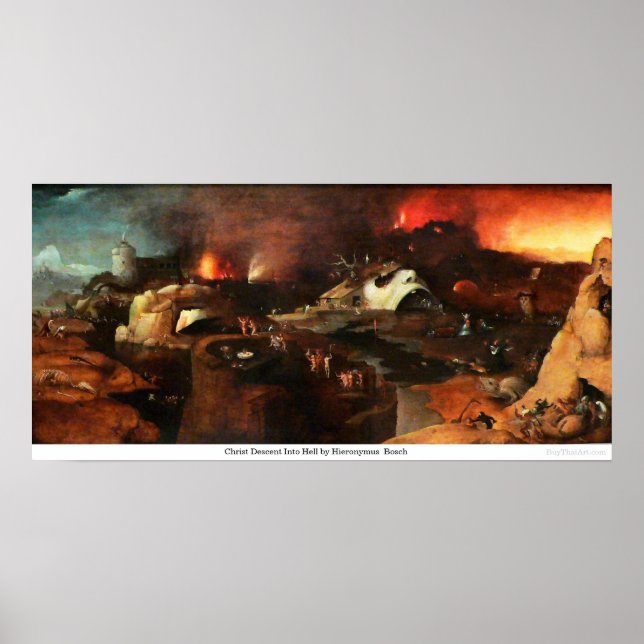 Christ Abstieg von Hieronymus Bosch in die Hölle Poster (Vorne)