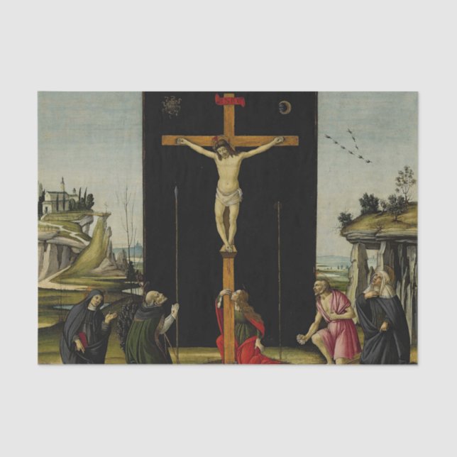 Christ am Kreuz von Sandro Botticelli Seidenpapier (Vorderseite)